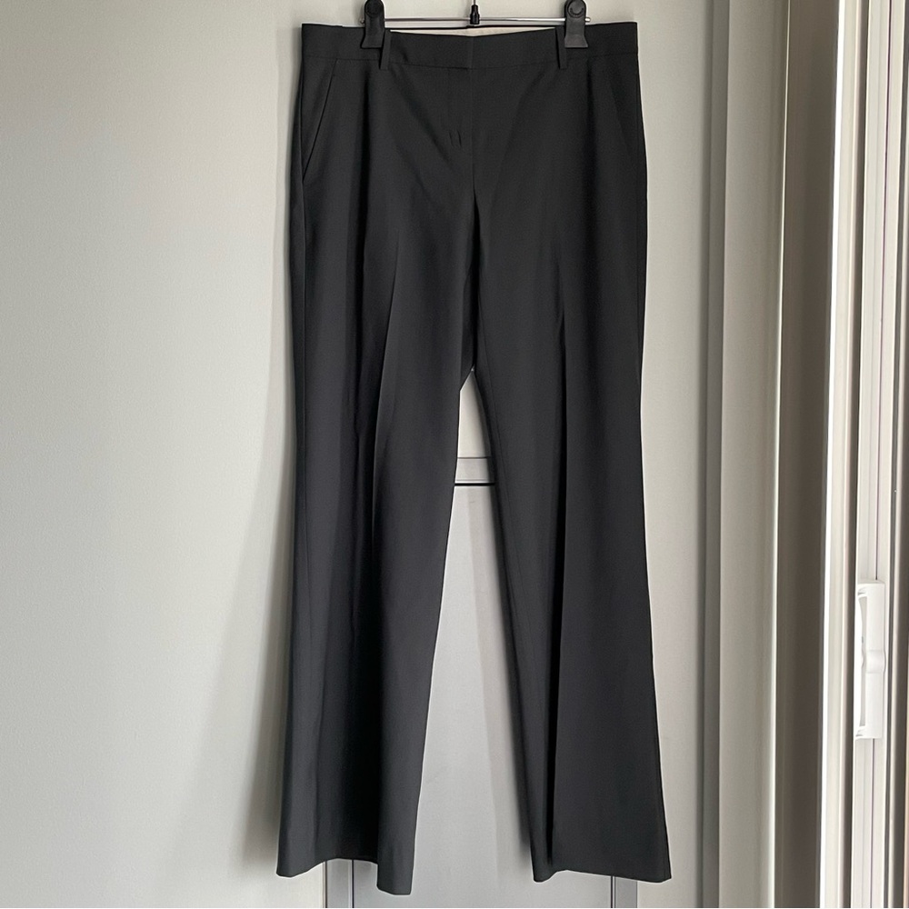 THEORY Charcoal Grey Trouser Straight/ Wide Leg Wool Pants